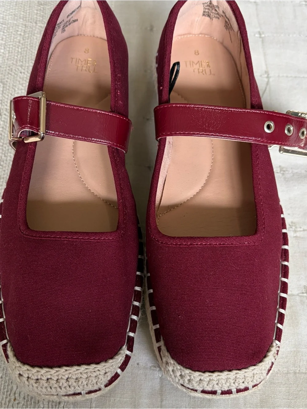 Times and tru  Women's Burgundy Mary Jane Espadrille size 8
